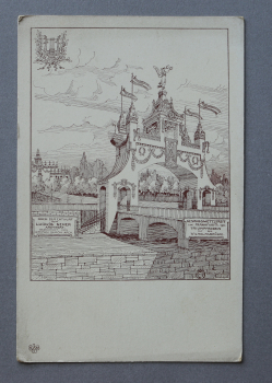 Ansichtskarte Litho AK Frankfurt Main 1900-1910 Triumphbogen Wilhelmsbrücke Gesangswettstreit Ludwig Neher Architektur Ortsansicht Hessen